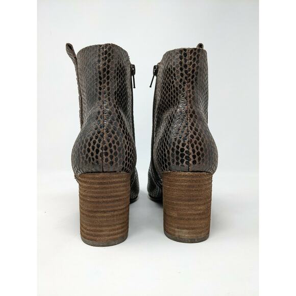 Womens Korks Boots Booties Size 8.5M Scale Pattern Brown Leather Upper - Picture 6 of 12